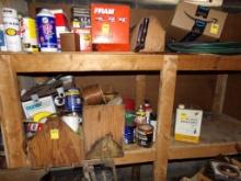Contents of Wood Shelves, Auto Filters, Wire, Misc. Auto Fluids,  Fasteners