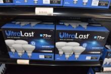(2) FOUR PACKS OF ULTRA LAST 75W DIMMABLE BULBS,