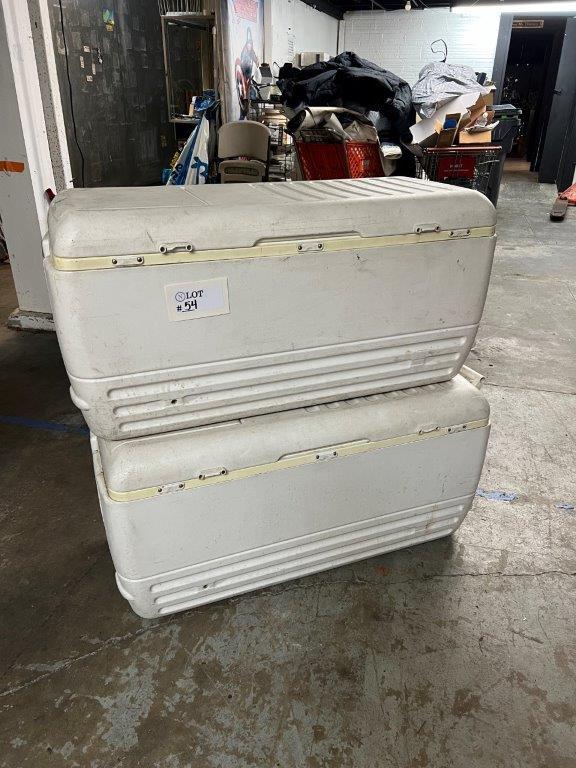 Pair Large Cooler Chests with Double Lids