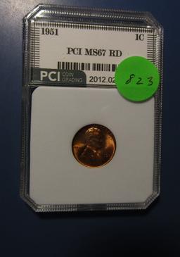 1951 LINCOLN CENT PCI MS-67 RED