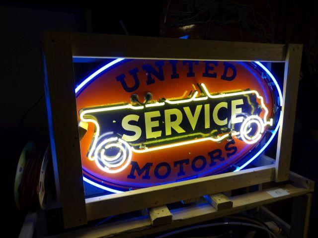 United Motors Service Neon Porcelain Sign