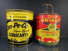 CO-OP and Cen-Pe-Co 5 gal Oil Cans