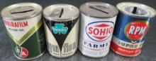 Lot of (4) Oil Adv. Coin Banks