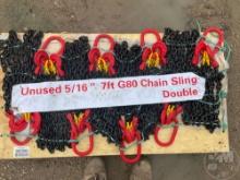 QTY (8) 5/16" 7FT G80 CHAIN SLINGS, UNUSED