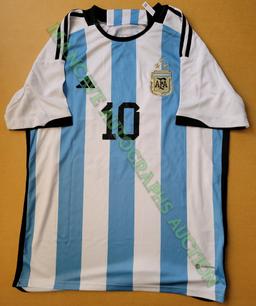 Lionel Messi Argentina Autographed Adidas 2022-23 FIFA World Cup Soccer Jersey GA coa