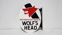 Original Wolfs Head Tin Flange Sign