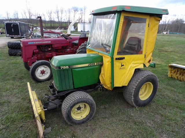 John Deere 755 4wd Compact Tractor w/ Cab & Power Angle Blade, Diesel, 1682