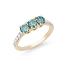 14KT Yellow Gold 1.28ctw Dark Blue Diamond Ring