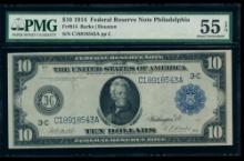 1914 $10 Philadelphia FRN PMG 55EPQ