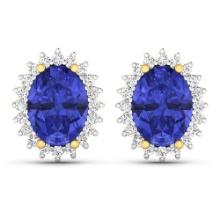 14KT Yellow Gold 2.18ctw Tanzanite and Diamond Earrings