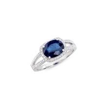 14KT White Gold 2.05ct Blue Sapphire and Diamond Ring