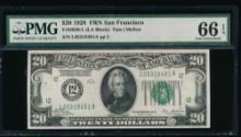 1928 $20 San Francisco FRN PMG 66EPQ