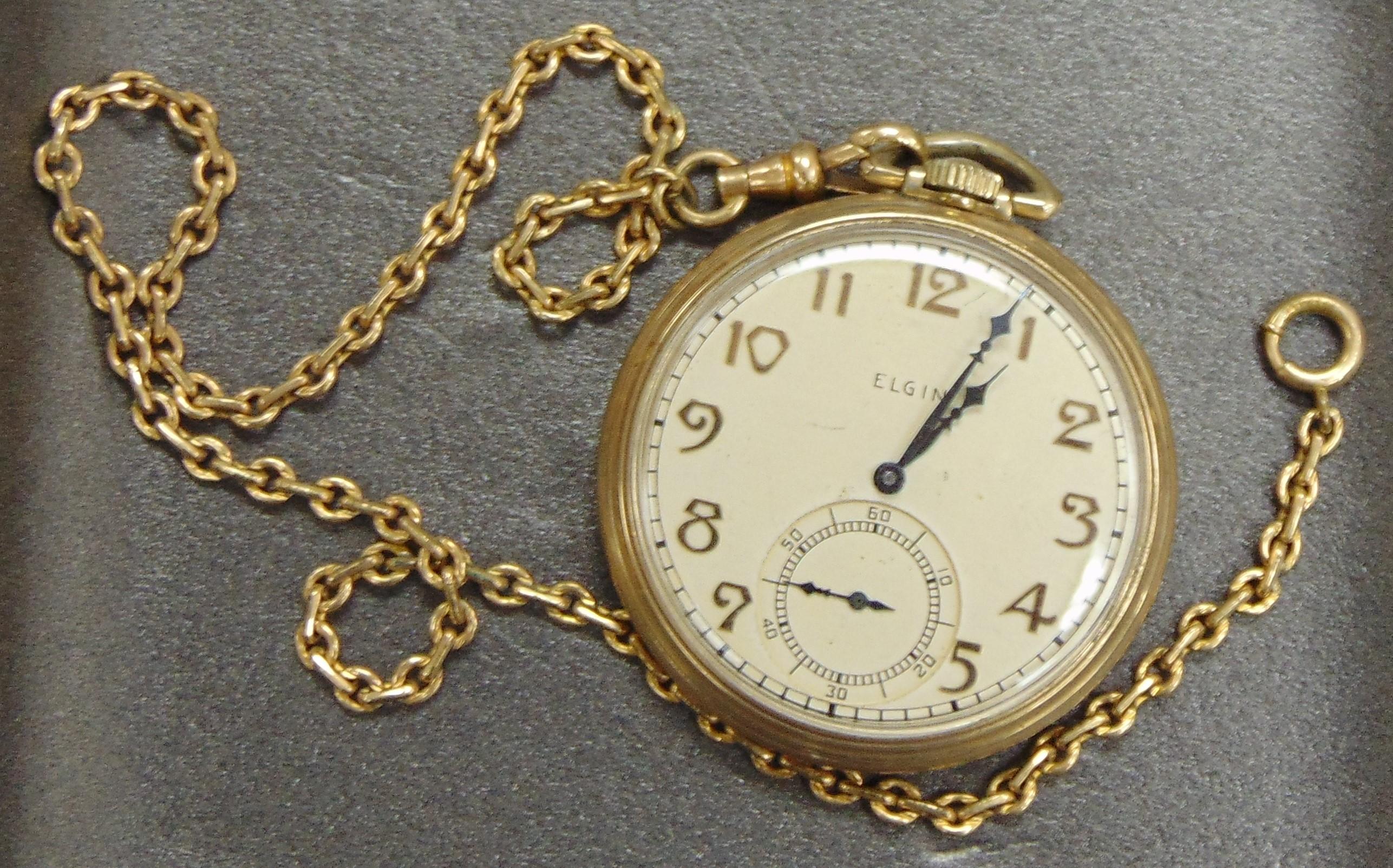 Elgin Pocket Watch with Chain.