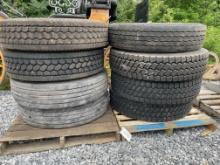 Lot Of (8) 11R22.5 Tractor Trailer Tires
