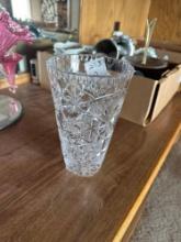 Vintage Diamond Starburst cut leaded crystal vase.