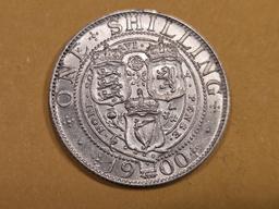 Bright about uncirculated plus 1900 Great Britain shilling