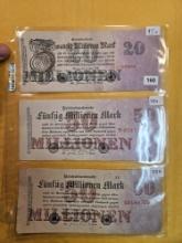 Seven tough German notes from 1923