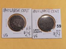 1847 and 1854 Braided Hair Large Cents