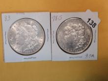 1883 and 1878-S Morgan Dollars