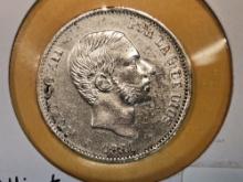 Brilliant About Uncirculated plus 1881 Philippines silver 50 centavos