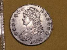 * Choice Uncirculated 1830 Capped Bust Half Dollar