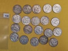 Twenty mixed Silver Half Dollars