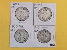 Four earlier, little better, Walking Liberty Half Dollars