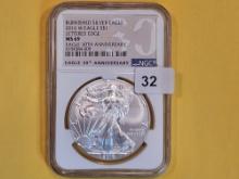 NGC 2016-W Burnished American Silver Eagle in Mint State 69