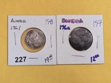 1761 Austria and 1760 Bohemia coins