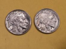 Two Brilliant Uncirculated 1936 Buffalo Nickels