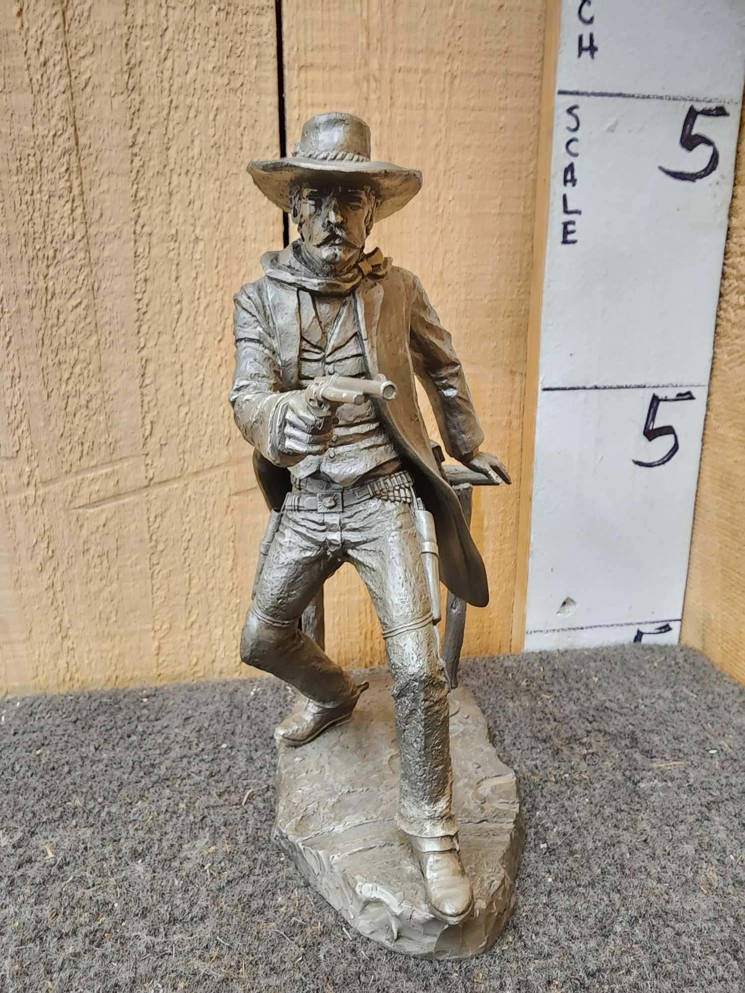 4 Pewter Sculptures Gun Fighters & Sheriffs