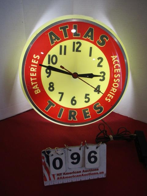 *SPECIAL ITEM-Atlas Tires Lightup Advertising Clock
