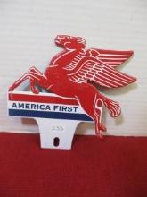 Mobil Oil America First Pegasus License Plate Topper