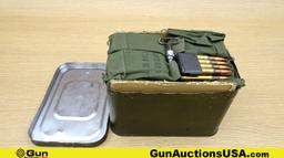 Military .30.06 Ammo. 192 Rds in Garand clips in Bandoleers, Includes an Open Original Ammo Can. . (