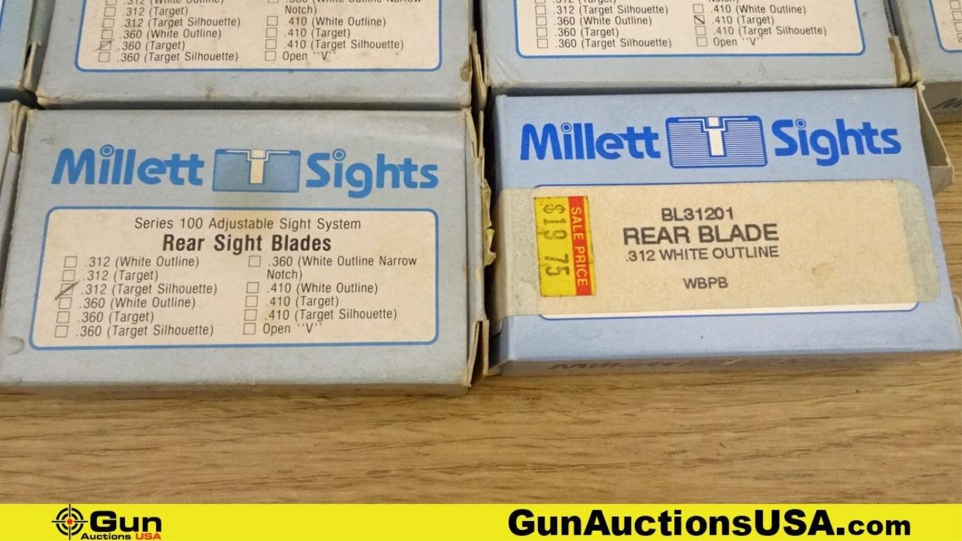 Millett Sights. Like New. Lot of 10; Rear Sight Blades. . (70848)