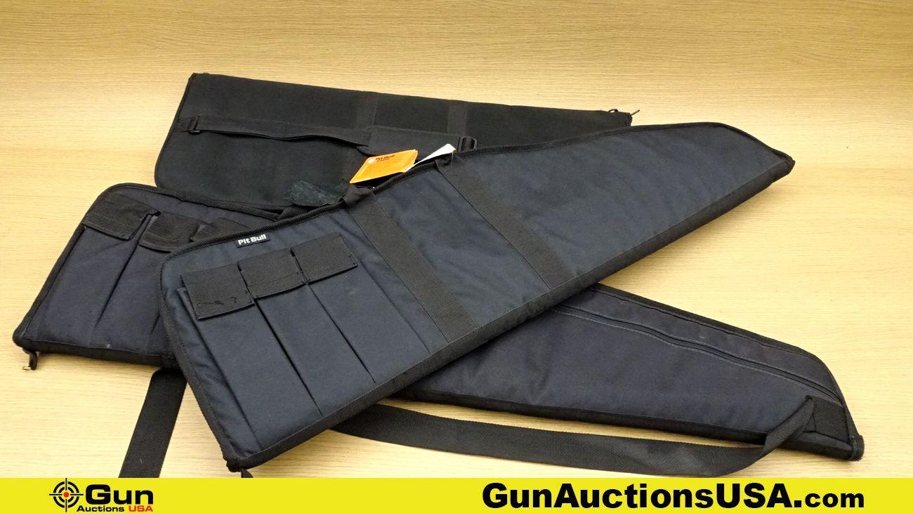 UTG, Pitt Bull, Etc. Soft Gun Cases . Very Good . Lot of 3 Assorted Padded Black Soft Long Gun Cases