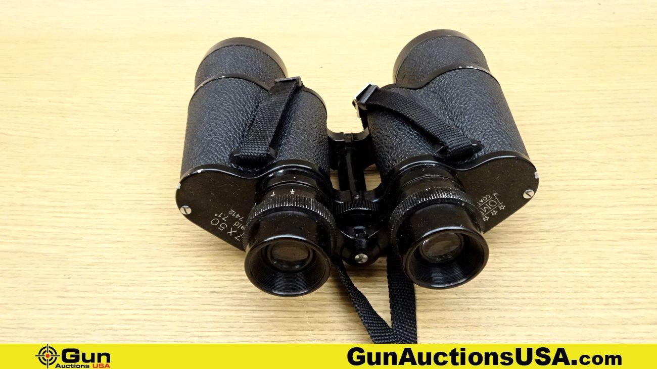 Gordon, Simmons, Omega Binoculars, Scope. Good Condition. Lot of 3; 1- Omega 7x50 Binoculars with ca