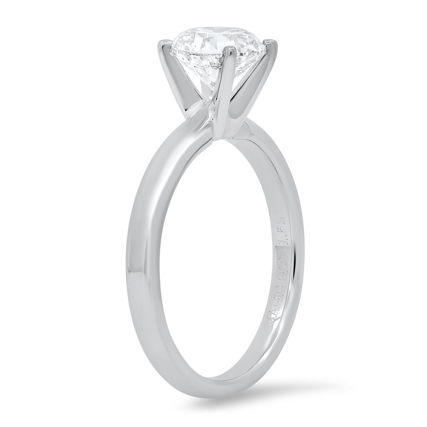 14K White Gold Setting with 1.52ct Diamond Solitaire Ladies Ring