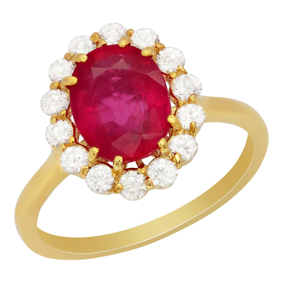 14k Yellow Gold 2.89ct Ruby 0.53ct Diamond Ring