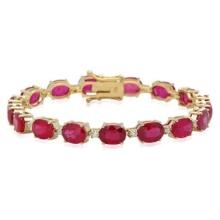 18K Gold 30.12ct Ruby 0.78ct Diamond Bracelet