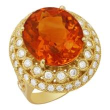 14k Yellow Gold 9.97ct Citrine 1.67ct Diamond Ring