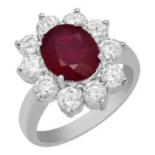 14k White Gold 2.86ct Ruby 2.18ct Diamond Ring