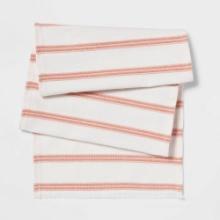 72" X 14" Cotton Striped Table Runner, Pink, Retail $20.00