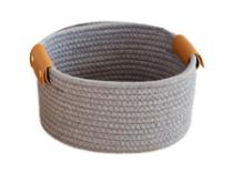 Cotton Rope Woven Storage Basket, Gray with Handles, 9.8*5.1 Inch, Retail $22.27