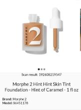 Morphe 2 Hint Skin Tint Foundation, Hint of Caramel, Retail $18.00