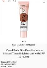L'Oreal Skin Paradise Tinted Moisturizer w/SPF 19, Deep, Retail $15.00
