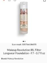 Makeup Revolution IRL Filter Longwear Foundation, F7, Retail $13.00