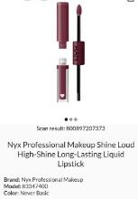 Nyx Professional Makeup Shine Loud Liquid Lipstick, Retail $15.00