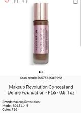 Makeup Revolution Conceal and Define Foundation, F16, Retail $12.00