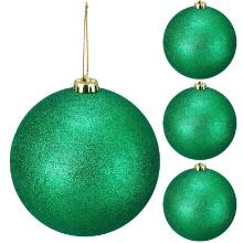 4 Pcs 7.87" Outdoor Christmas Ornaments, Plastic Fillable Balls, (Glitter Green), Retail $25.00